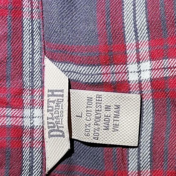 Deluth Trading Plaid Quality Red Gray White Womens Size Large Flannel - Picture 5 of 7